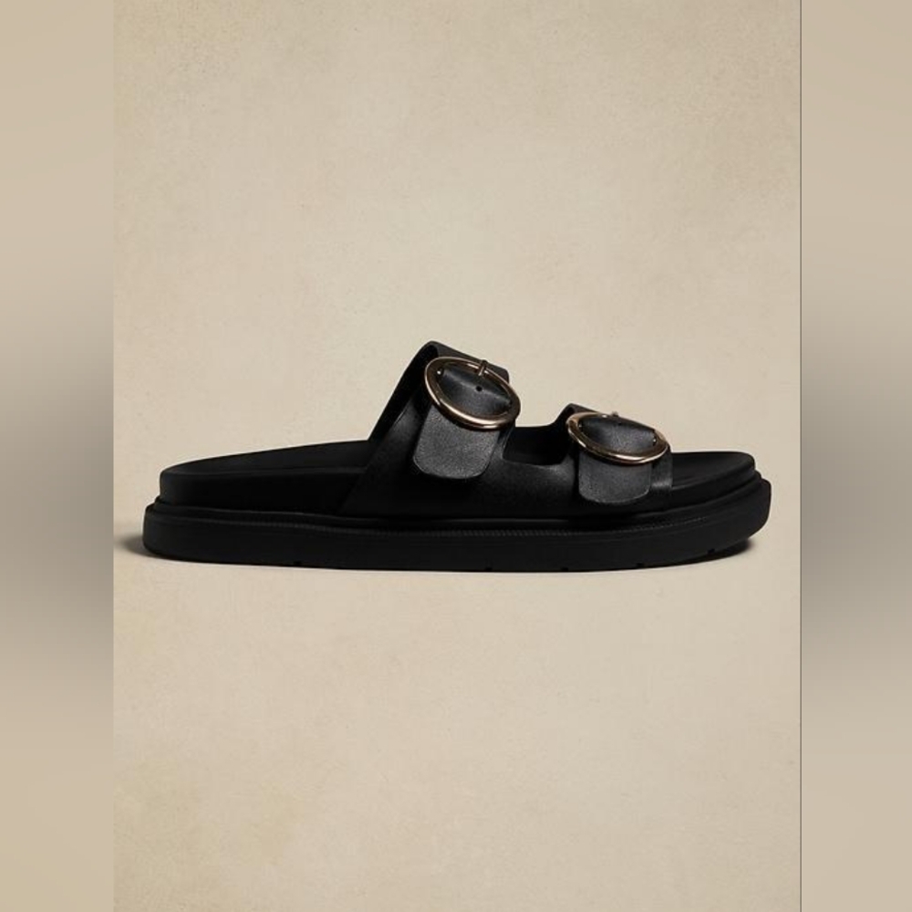 Banana Republic Black Double Buckle Sandals